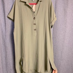 Olive colored t-shirt dress.